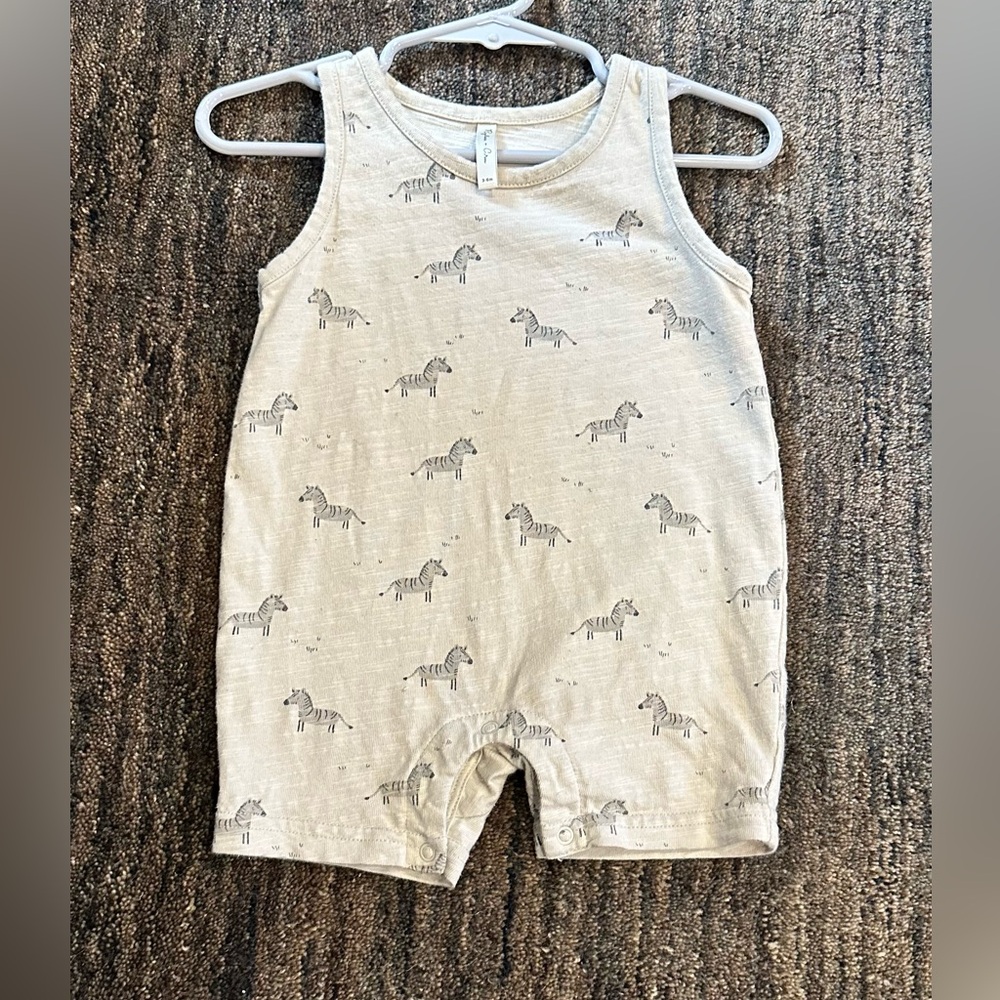 EUC - Rylee + Cru Baby Sleeveless Zebra Romper. Size 3-6 M.